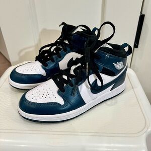 New Kids’ Nike Air Jordan All-Leather Hi-Tops - Slate Blue/Black/White